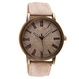 Splendid New Style Women Round Retro WristWatch Cowboy Leather Band Analog Quartz