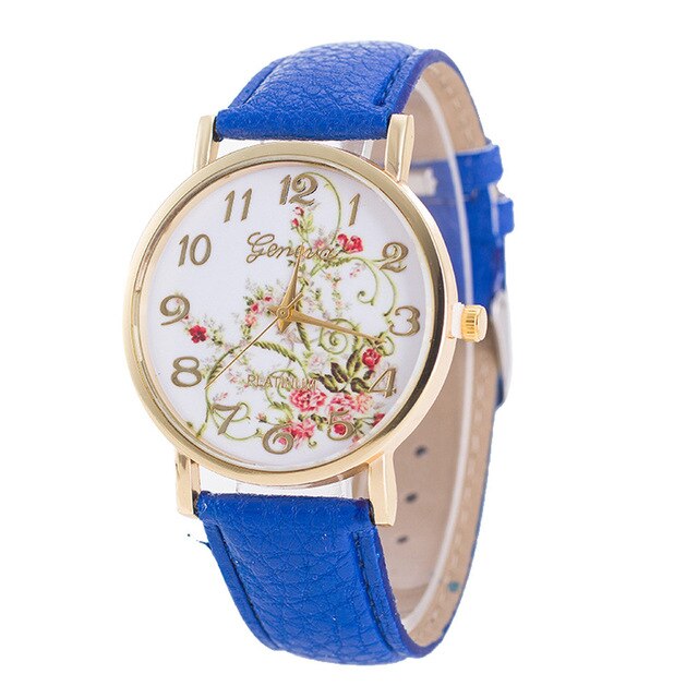 New Fashion Retro Flower Style Women Watches Gilt Digital Quartz