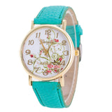 New Fashion Retro Flower Style Women Watches Gilt Digital Quartz