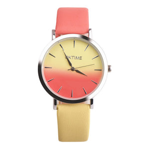 fashion design Retro Rainbow  Leather Band Analog Alloy Quartz Wrist Watch