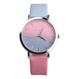 fashion design Retro Rainbow  Leather Band Analog Alloy Quartz Wrist Watch