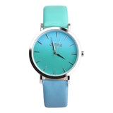 fashion design Retro Rainbow  Leather Band Analog Alloy Quartz Wrist Watch