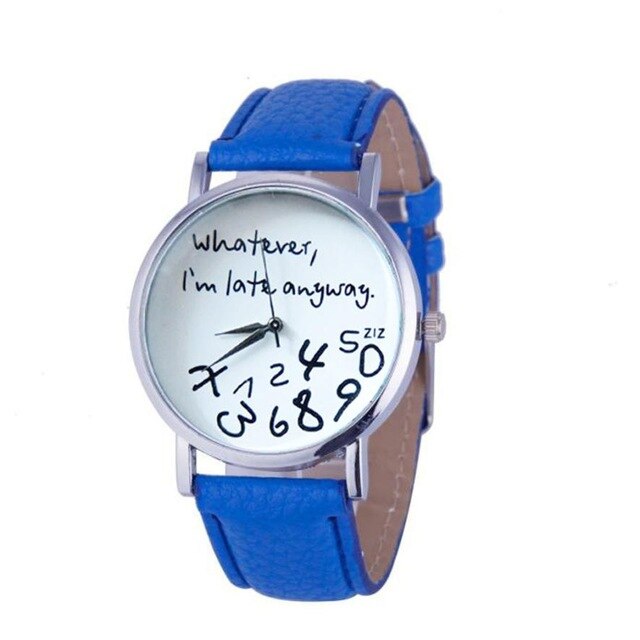 Retro style Lovely Letter Pattern Leather Quartz Analog Women Watch