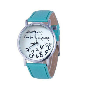 Retro style Lovely Letter Pattern Leather Quartz Analog Women Watch