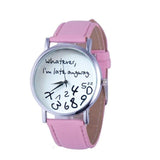Retro style Lovely Letter Pattern Leather Quartz Analog Women Watch