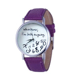 Retro style Lovely Letter Pattern Leather Quartz Analog Women Watch