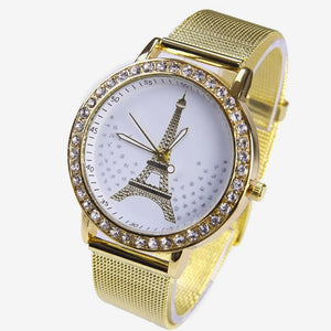 Gnoval Platinum TOP Metal women Watch Paris Eiffel Crystal