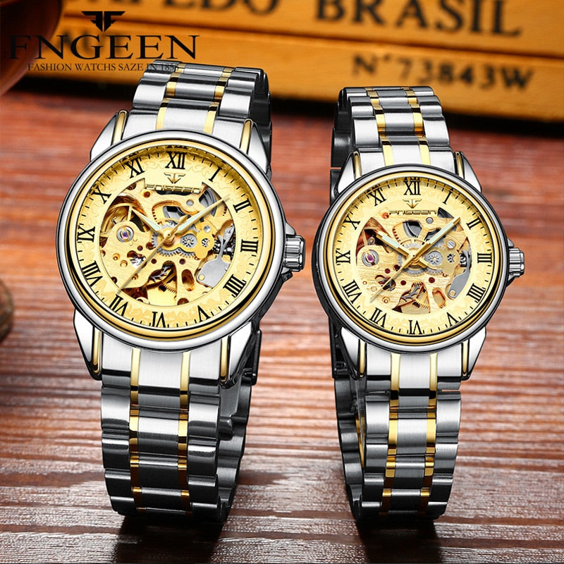 Couple Watches Top Brand Steel Mechanical Wrist Watch