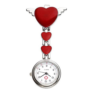 Womens Girls Heart Angle Wing Nurse Fob Clip On Brooch Hanging Pocket