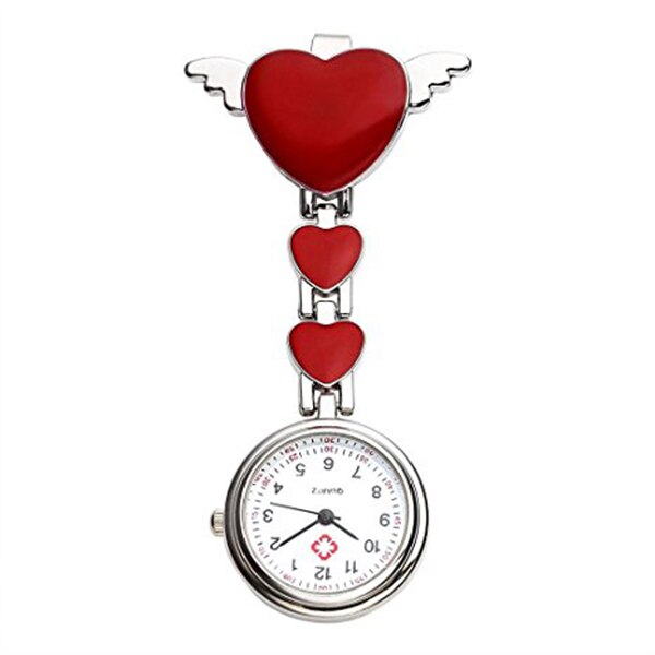 Womens Girls Heart Angle Wing Nurse Fob Clip On Brooch Hanging Pocket