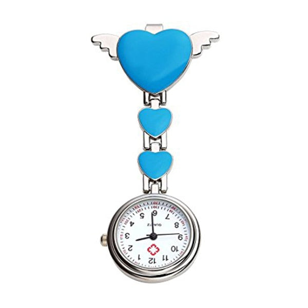 Womens Girls Heart Angle Wing Nurse Fob Clip On Brooch Hanging Pocket