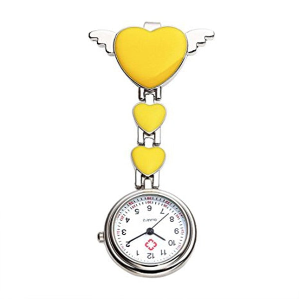 Womens Girls Heart Angle Wing Nurse Fob Clip On Brooch Hanging Pocket