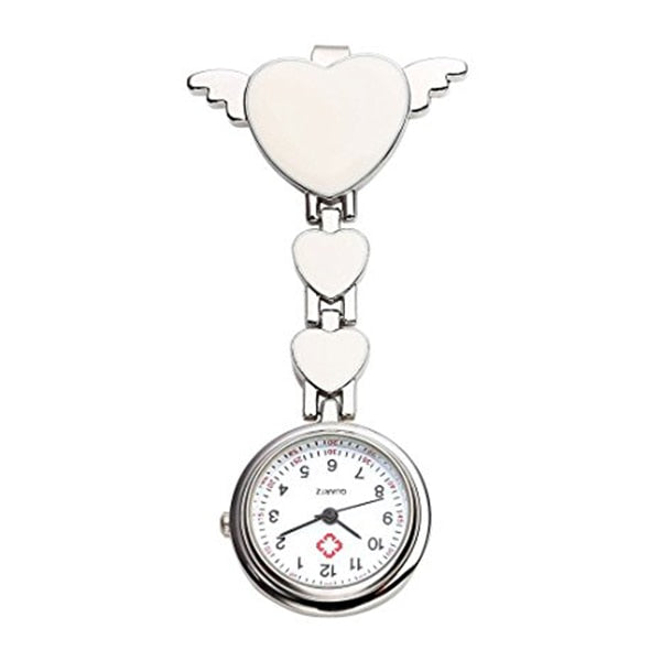 Womens Girls Heart Angle Wing Nurse Fob Clip On Brooch Hanging Pocket