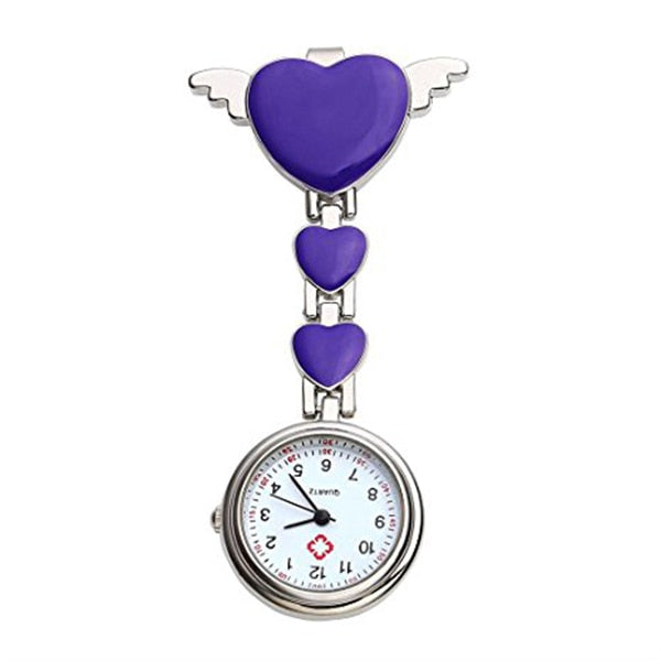 Womens Girls Heart Angle Wing Nurse Fob Clip On Brooch Hanging Pocket