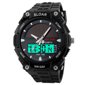 BLUELANS Sports Watch Solar Power Dual Time