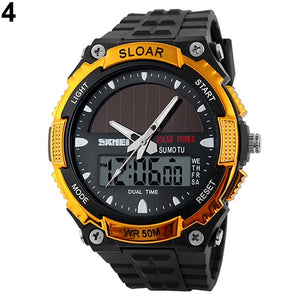 BLUELANS Sports Watch Solar Power Dual Time