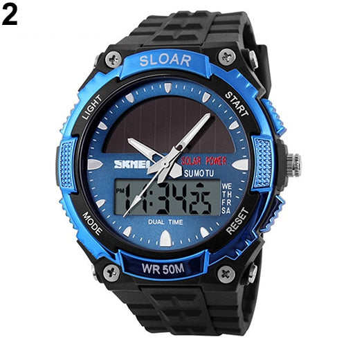 BLUELANS Sports Watch Solar Power Dual Time