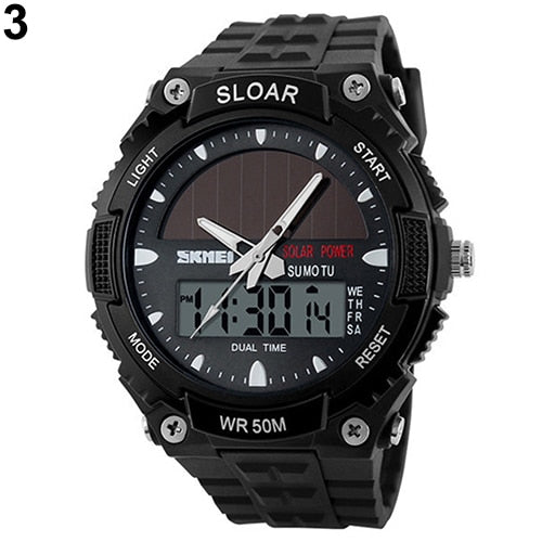 BLUELANS Sports Watch Solar Power Dual Time