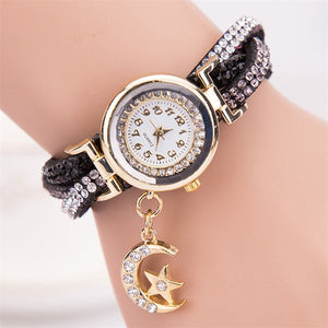 Superior Women Crystal Band Wave Bracelet Dial Quartz