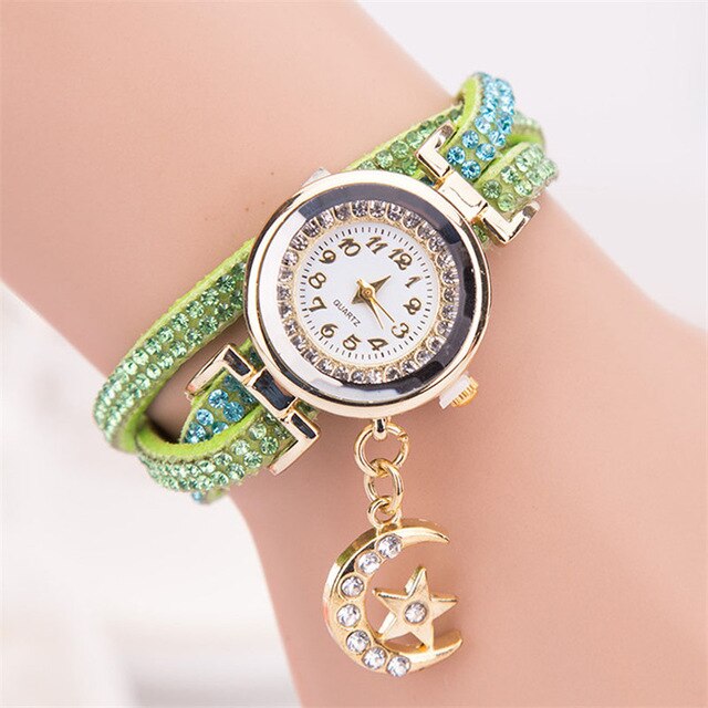 Superior Women Crystal Band Wave Bracelet Dial Quartz