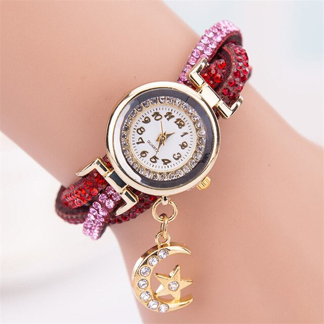 Superior Women Crystal Band Wave Bracelet Dial Quartz