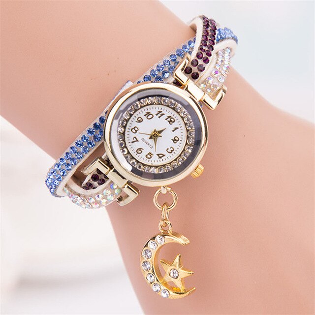 Superior Women Crystal Band Wave Bracelet Dial Quartz