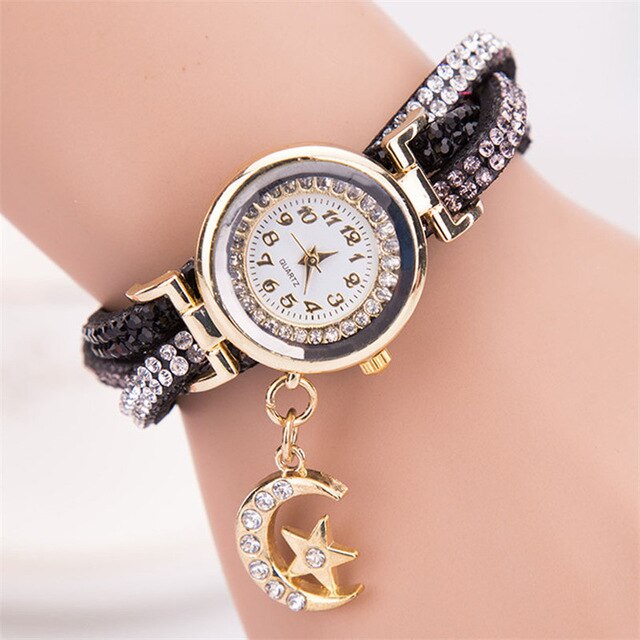 Superior Women Crystal Band Wave Bracelet Dial Quartz