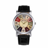 Women Retro Digital Dial Leather Band Quartz Analog