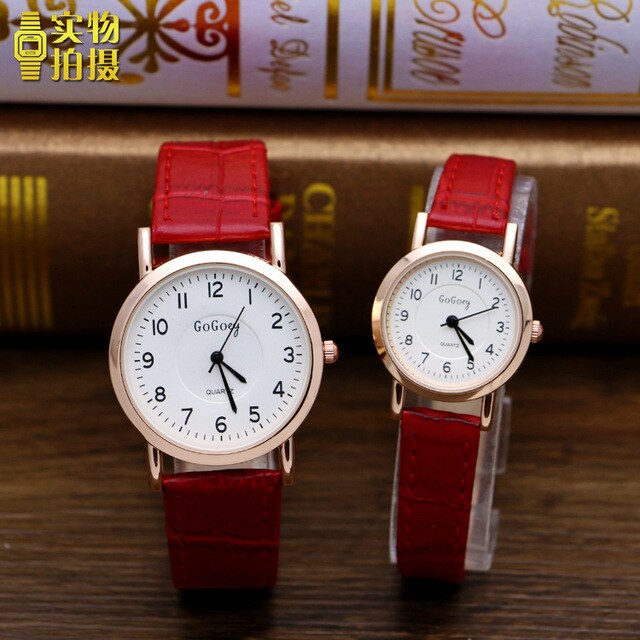 Luxury Gogoey Brand leather Pair watches men women Lovers couple