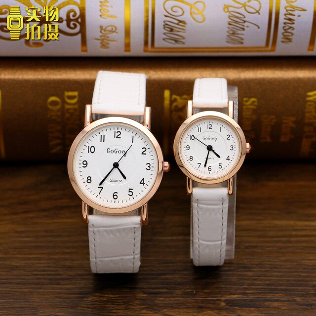 Luxury Gogoey Brand leather Pair watches men women Lovers couple