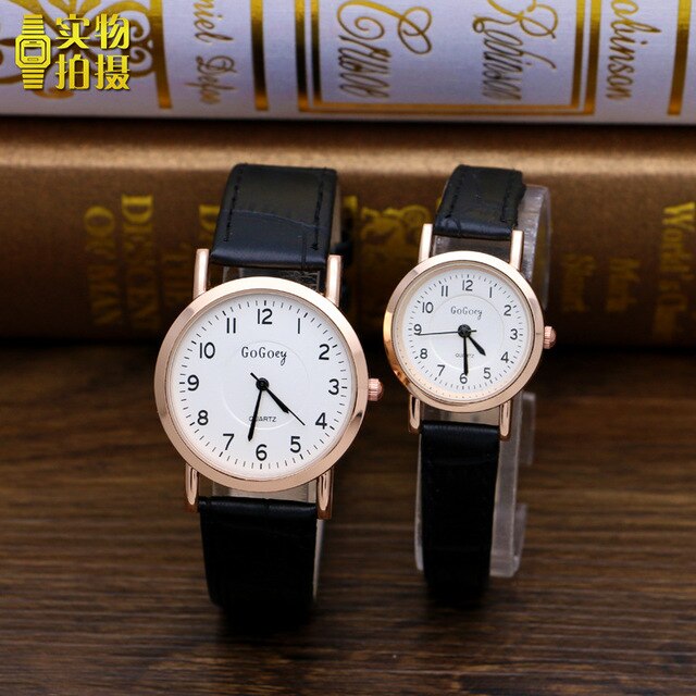 Luxury Gogoey Brand leather Pair watches men women Lovers couple