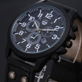 Vintage Classic Mens Waterproof Date Leather Strap Sport Quartz Army