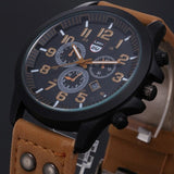 Vintage Classic Mens Waterproof Date Leather Strap Sport Quartz Army