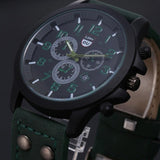 Vintage Classic Mens Waterproof Date Leather Strap Sport Quartz Army