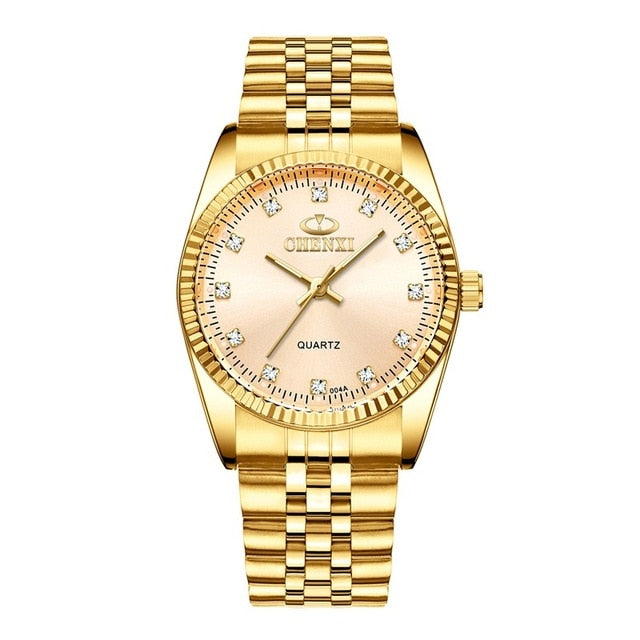 CHENXI Luxury Couple Watch Golden Fashion Stainless Steel Lovers