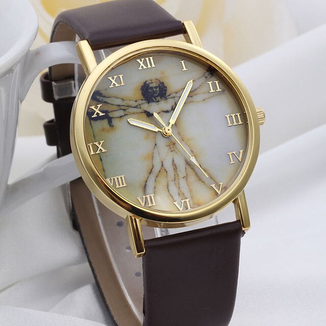 Women Fashion Retro Style Dial Leather Band Quartz Analog