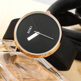 SOKI Relogio Feminino Retro Style Black Dial Leather Quartz Analog Women Watch