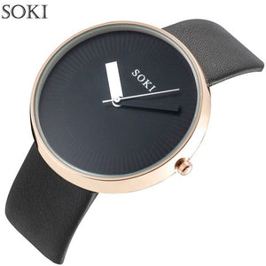 SOKI Relogio Feminino Retro Style Black Dial Leather Quartz Analog Women Watch