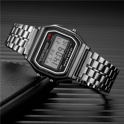 Unisex Watch Gold Silver Vintage Stainless Steel LED