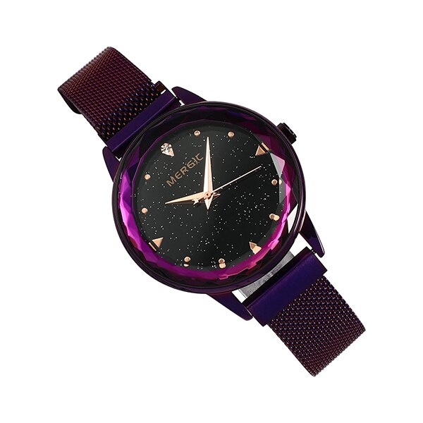 Luxury Crystal Star Sky Dial Purple Watch Women Quartz