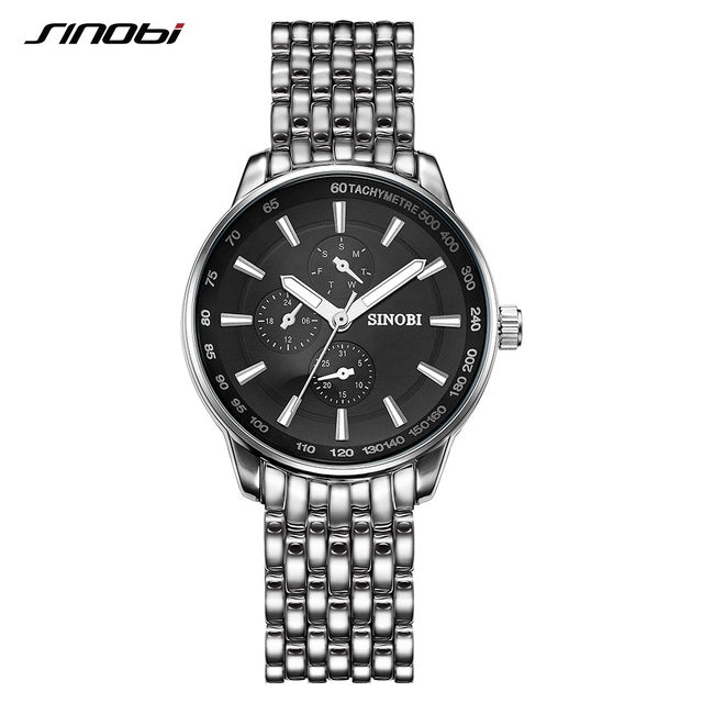 SINOBI Luxury Brand Watch Men Women Watches Stainless Steel