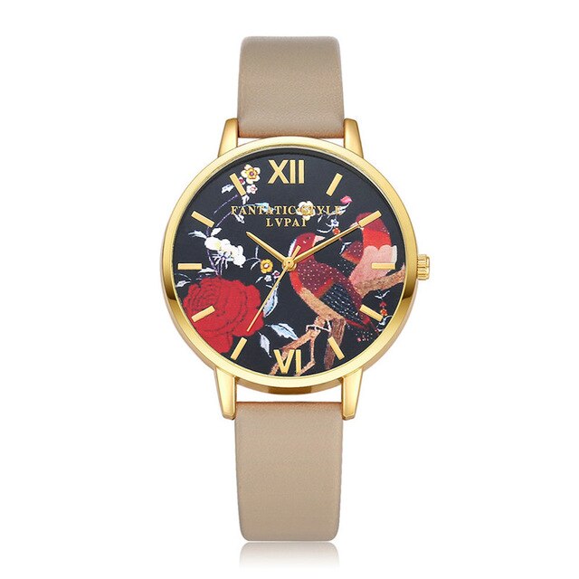 Brand Fashion Women Watches Leather Strap Black Quartz