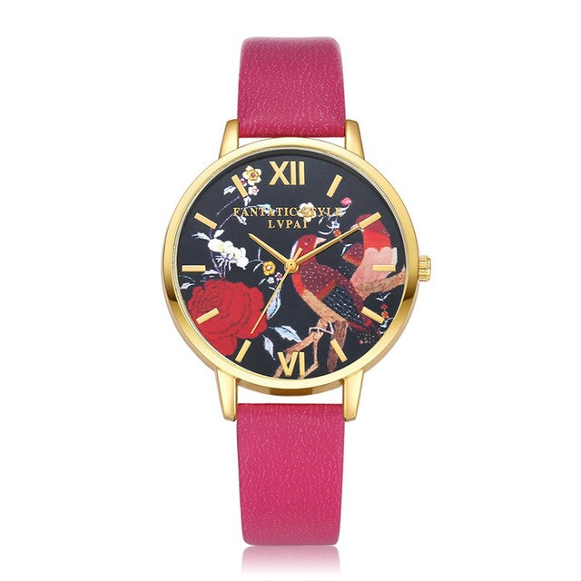 Brand Fashion Women Watches Leather Strap Black Quartz