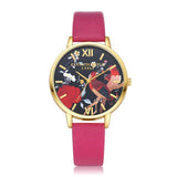 Brand Fashion Women Watches Leather Strap Black Quartz