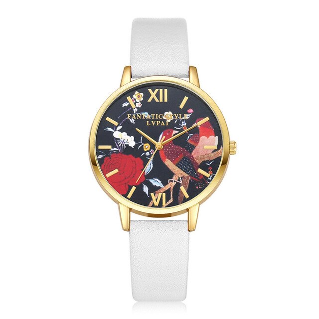 Brand Fashion Women Watches Leather Strap Black Quartz