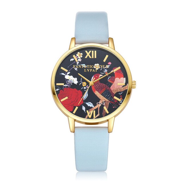 Brand Fashion Women Watches Leather Strap Black Quartz