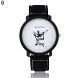 Couple Watch Queen King Crown Fuax Leather Quartz Analog
