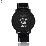 Couple Watch Queen King Crown Fuax Leather Quartz Analog