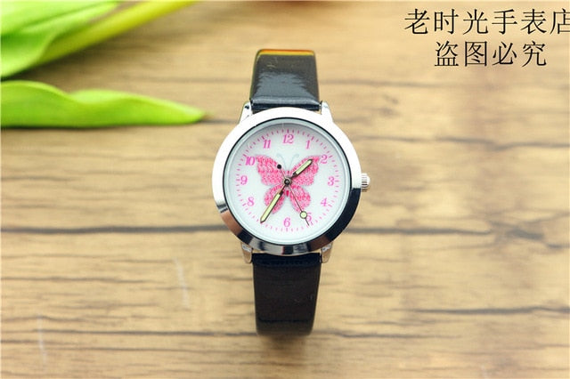 Nazeyt kids cartoon watch girls lovely butterfly dial luminous hands crystal