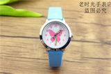 Nazeyt kids cartoon watch girls lovely butterfly dial luminous hands crystal